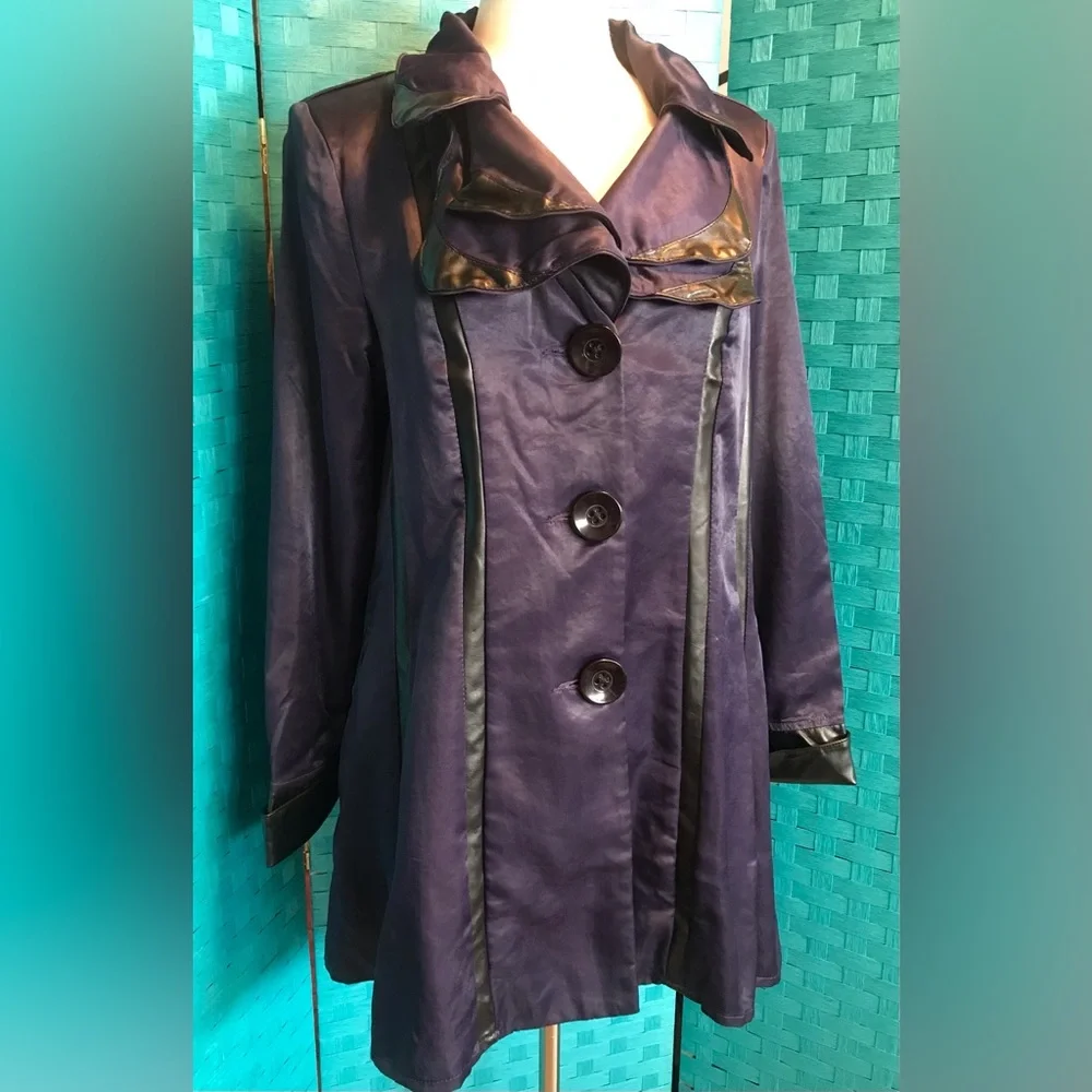Fantazia Blazer Jacket Buttons Women’s Plum Purple And Black New